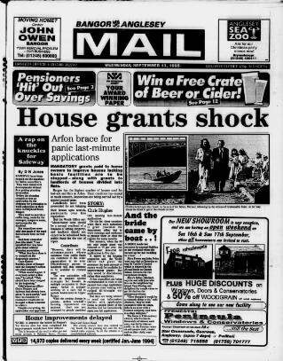 cover page of Bangor, Anglesey Mail published on September 13, 1995