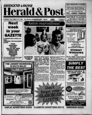 cover page of Bridgend & Ogwr Herald & Post published on September 17, 1992