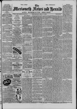 cover page of Merioneth News and Herald and Barmouth Record published on May 2, 1895