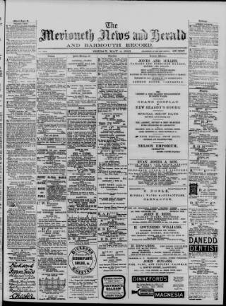 cover page of Merioneth News and Herald and Barmouth Record published on May 4, 1906