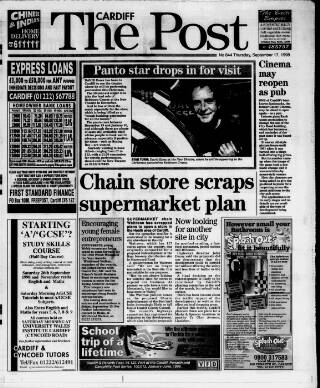 cover page of Cardiff Post published on September 17, 1998