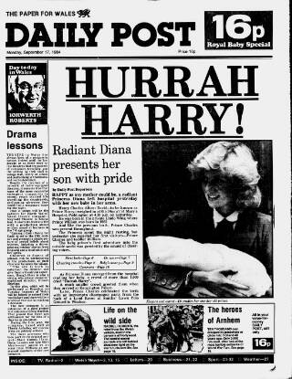 cover page of Liverpool Daily Post (Welsh Edition) published on September 17, 1984