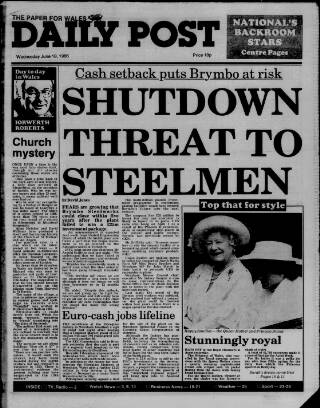 cover page of Liverpool Daily Post (Welsh Edition) published on June 18, 1986