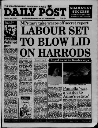cover page of Liverpool Daily Post (Welsh Edition) published on April 4, 1989