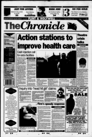 cover page of Flint & Holywell Chronicle published on February 2, 1996