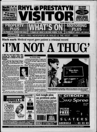 cover page of Rhyl, Prestatyn Visitor published on September 17, 1998