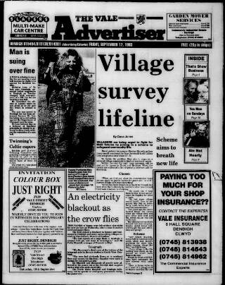 cover page of Vale Advertiser published on September 17, 1993