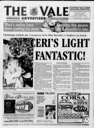 cover page of Vale Advertiser published on December 3, 1999