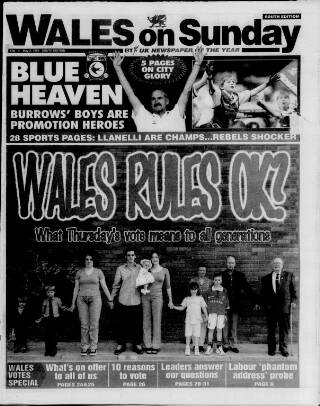 cover page of Wales on Sunday published on May 2, 1999