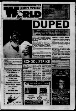 cover page of Airdrie & Coatbridge World published on June 18, 1993