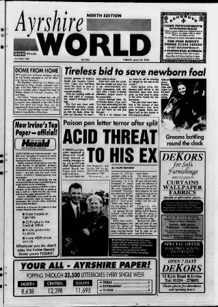 cover page of Ayrshire World published on June 18, 1999