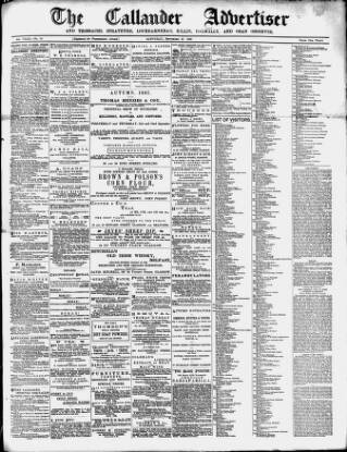 cover page of Callander Advertiser published on September 17, 1887
