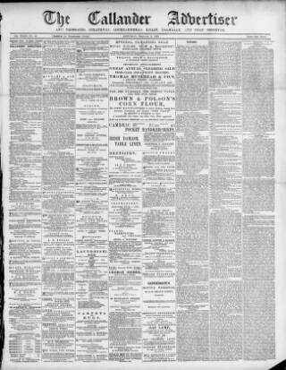 cover page of Callander Advertiser published on February 2, 1889