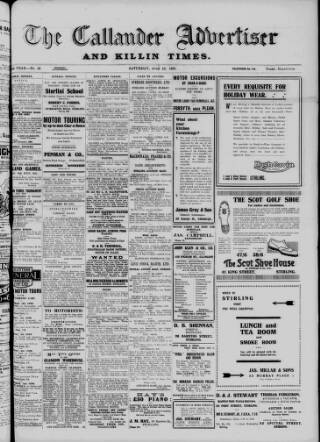 cover page of Callander Advertiser published on June 18, 1921
