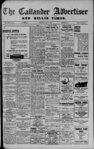 cover page of Callander Advertiser published on May 2, 1925