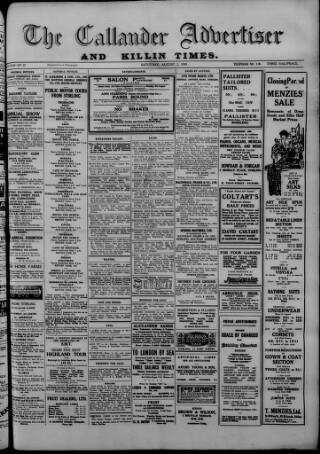 cover page of Callander Advertiser published on August 2, 1930