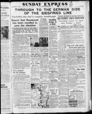 cover page of Sunday Express published on September 17, 1944