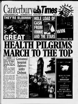 cover page of Canterbury Times published on September 17, 1998