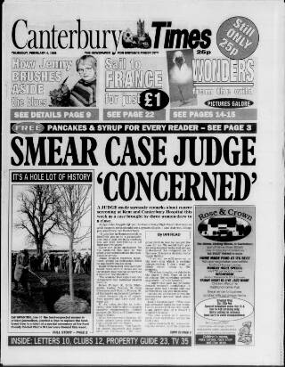 cover page of Canterbury Times published on February 4, 1999
