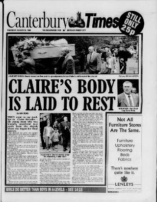 cover page of Canterbury Times published on August 26, 1999