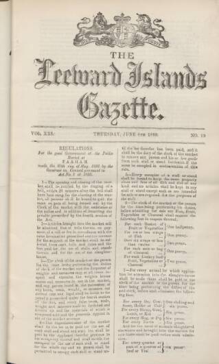 cover page of Leeward Islands Gazette published on June 8, 1893