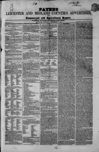 cover page of Leicester Advertiser published on September 17, 1842