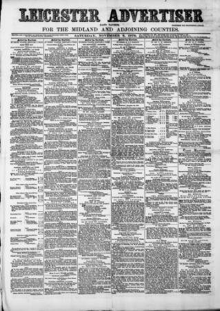 cover page of Leicester Advertiser published on November 2, 1878