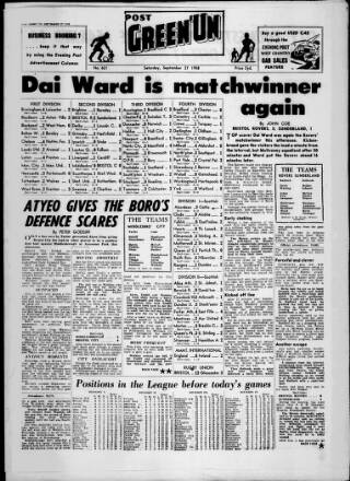 cover page of Post Green 'un (Bristol) published on September 27, 1958