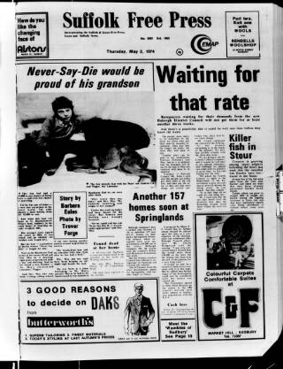 cover page of Suffolk and Essex Free Press published on May 2, 1974