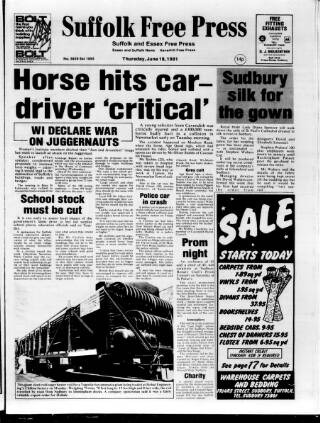 cover page of Suffolk and Essex Free Press published on June 18, 1981