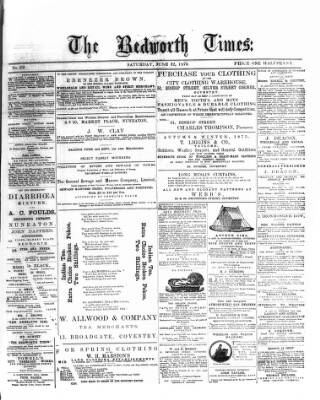 cover page of Bedworth Times published on June 12, 1875