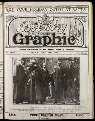 cover page of Coventry Graphic published on June 18, 1920