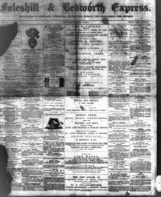 cover page of Foleshill & Bedworth Express published on May 2, 1874