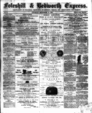 cover page of Foleshill & Bedworth Express published on September 11, 1875