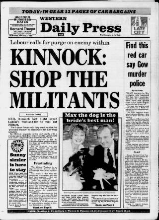 cover page of Western Daily Press published on August 2, 1990
