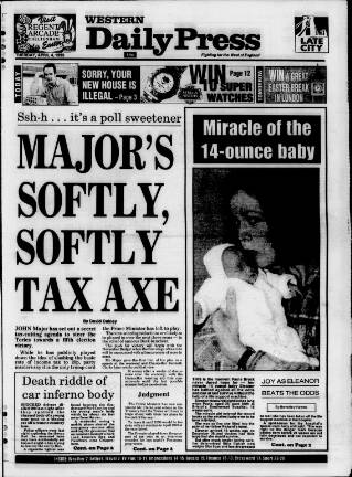 cover page of Western Daily Press published on April 4, 1995