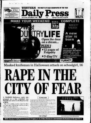 cover page of Western Daily Press published on November 2, 1996