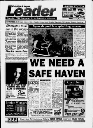 cover page of Uxbridge Leader published on August 2, 1995