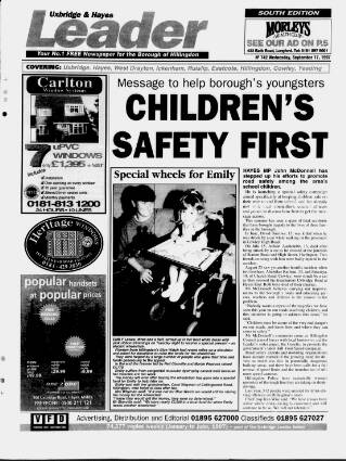 cover page of Uxbridge Leader published on September 17, 1997