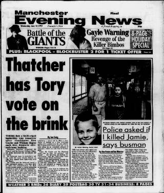 cover page of Manchester Evening News published on June 18, 1997