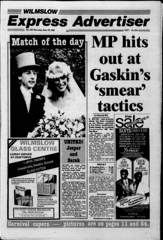 cover page of Wilmslow Express Advertiser published on June 18, 1987