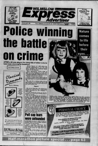 cover page of Wilmslow Express Advertiser published on April 5, 1990