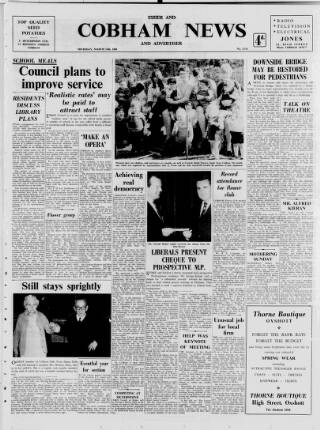 cover page of Cobham News and Advertiser published on March 13, 1969