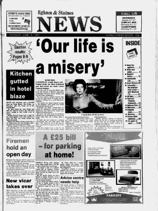 cover page of Staines & Egham News published on June 18, 1987