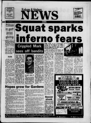 cover page of Staines & Egham News published on June 18, 1992