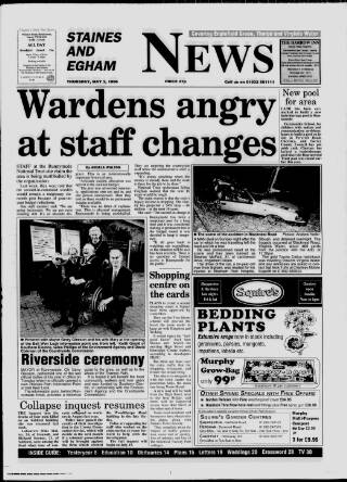 cover page of Staines & Egham News published on May 2, 1996