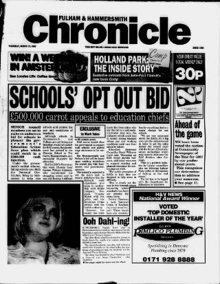 cover page of Fulham Chronicle published on March 19, 1998
