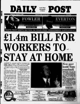 cover page of Liverpool Daily Post published on August 2, 1997