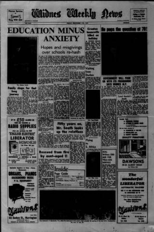 cover page of Widnes Weekly News and District Reporter published on September 17, 1965