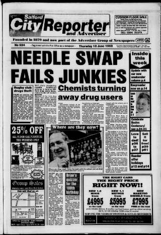 cover page of Salford City Reporter published on June 18, 1992